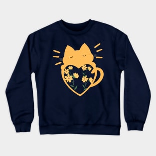 A cat with a heart and roses is a gift for cat lovers Crewneck Sweatshirt